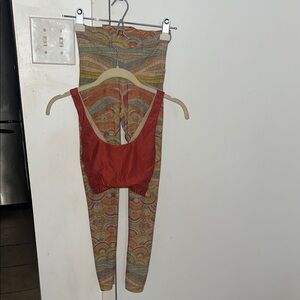 Niyama Sol Orange Leggings and Sports Bra Set